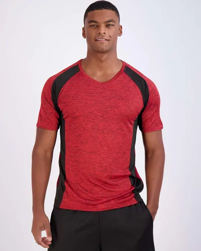 Vista 2 de Real Essentials - Paquete de 5 camisetas deportivas Dry-Fit con tecnología de rendimiento atlético y cuello en V para hombre, absorben la humedad