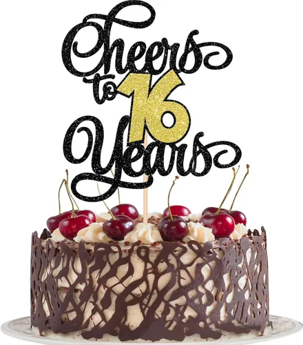 Vista 33 de 1 pieza de decoración para tartas de 40 años con purpurina para pastel de 40 años, 40 años, decoración fabulosa para tartas de cumpleaños de 40 Negro