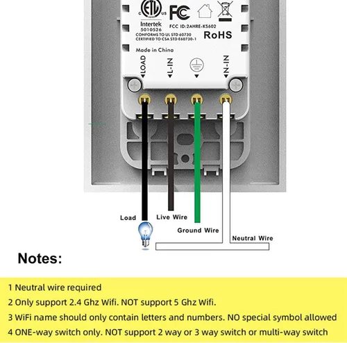 Vista 6 de Interruptor inteligente 3Gang interruptor de luz inteligente 3 Gang, interruptor inteligente WiFi de 2.4 GHz en la pared compatible con Alexa