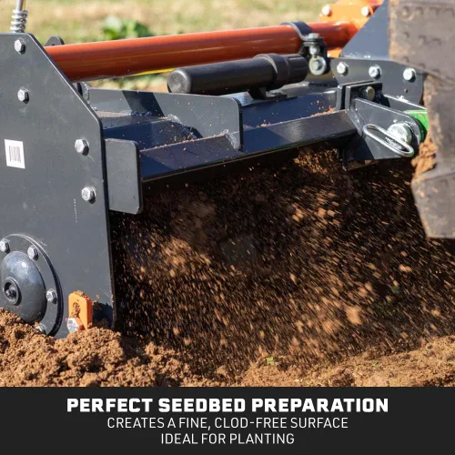 Vista 5 de Titan Attachments enganche de 3 puntos, accesorio de cultivador rotativo de 48" para tractores Cat 1, acabado en carbón, cultivador impulsado por