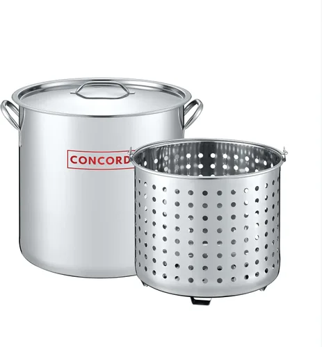 Vista 9 de CONCORD Olla de acero inoxidable con cesta de vapor. Utensilios de cocina ideales para hervir y cocinar al vapor (24 cuartos de galón)
