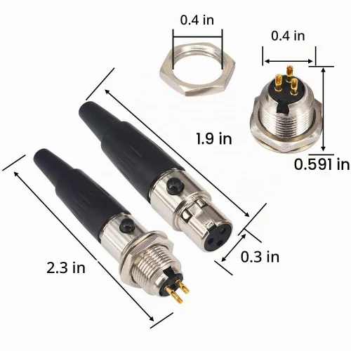 Vista 4 de Onelinkmore DIY 3 Pin Mini XLR Conector TA3F Audio Micrófonos Adaptadores Con Enchufe Chasis Montaje Jack Cable Terminales Reemplazo F-Plug Socket