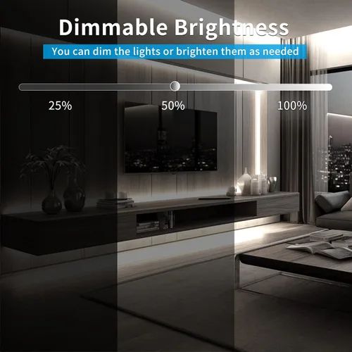 Vista 5 de Tira de luces LED COB de 16.4 pies, 6000K Blanco, regulable, CC de 24 V, cinta LED flexible para dormitorio, con control remoto y aplicación, tira
