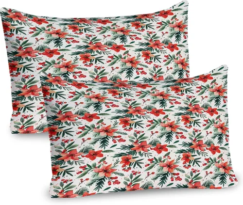 Vista 71 de Lunarable Juego de 2 fundas para almohada de otoño, tema vintage otoñal con estilo granja, ilustración de flores silvestres, artículo de cama