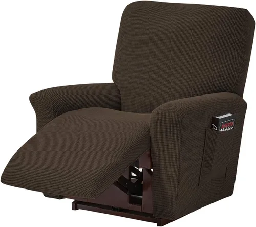Vista 25 de MIFXIN Funda reclinable de terciopelo de 4 piezas, elástica de 1 asiento, fundas de sofá reclinable, fundas elásticas suaves para sillas Verde Oscuro