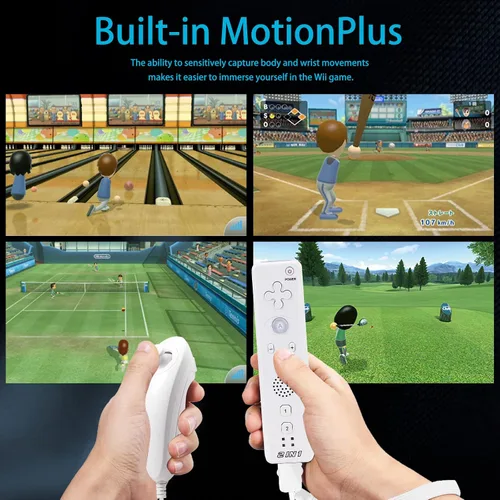 Vista 4 de Wii Remote Controllers with Motion Plus and Wii Nunchucks, Remote Controller Compatible with Wii Wii U (Black) - 2 Packs