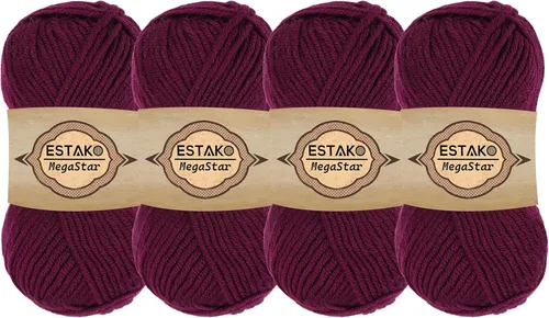 Vista 35 de Estako Megastar, 3.52 Oz (100g) de hilo de acrílico 75% y lana 25%, suave, peso grueso voluminoso #5 para crochet y tejer 120 yardas (110m)