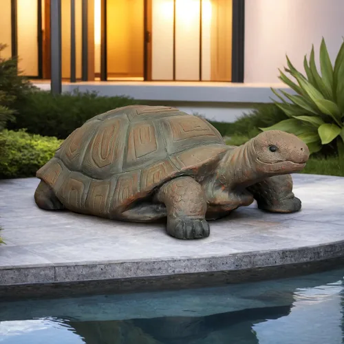 Vista 12 de SKYFIRE Estatuas de tortuga para jardín, figuras de hormigón reforzado con fibra de 29.5 x 15.7 x 11.8 pies, esculturas de jardín y decoración