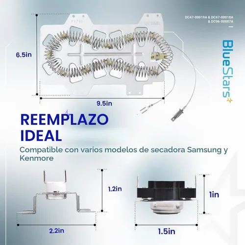 Vista 3 de BlueStars DC47-00019A Kit de elementos calefactores para secadora