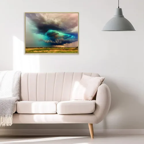 Vista 3 de DVWIVGY Maravillosa pintura de diamantes de paisaje natural, pintura de diamante redondo, arte de diamante, nube de tormenta con campo de trigo, kit