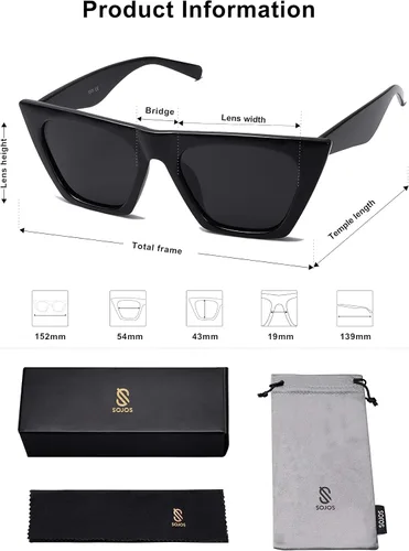 Vista 5 de SOJOS Trendy Oversized Square Cateye Polarized Sunglasses for Women and Men