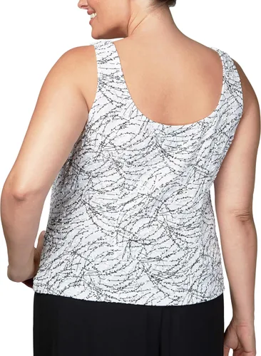 Vista 4 de Alex Evenings Camiseta sin mangas y chaqueta con cuello mandarín para mujer Petite Regular