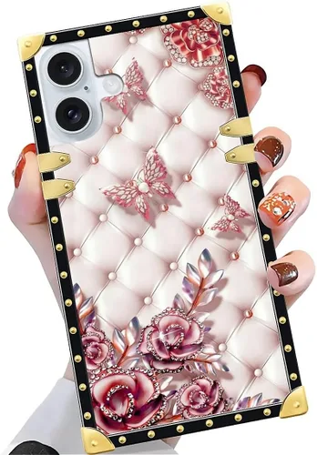 Vista 107 de Funda compatible con iPhone X/Xs, TPU suave de lujo y parte trasera de policarbonato duro para niñas y mujeres, funda protectora a prueba de golpes