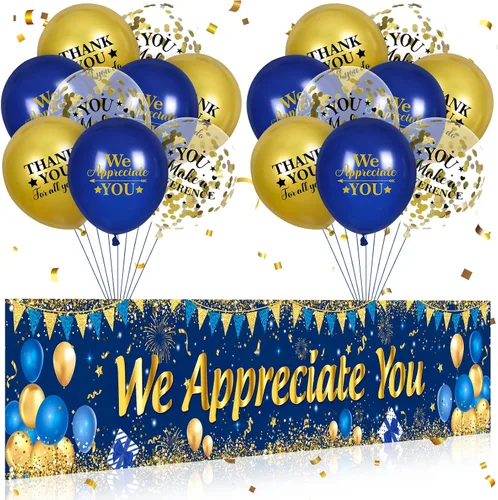 Vista 10 de Decoraciones We Appreciate You Letrero de Jardín Negro Dorado We Appreciate You con 18 Globos Letrero Gracias por Todo lo que Haces Regalos