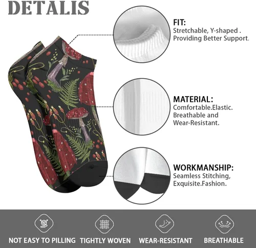 Vista 7 de devor Crew Socks for Men Cotton Men's Sock Ankle Socks Humor Mushrooms Funny Mushrooms Magic Mushrooms Plant Forest Socks