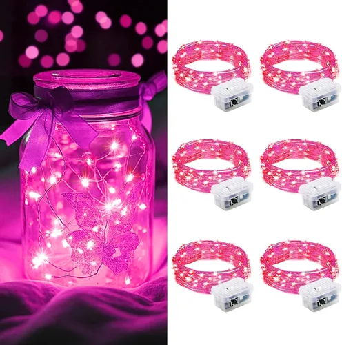 Vista 56 de AIKEI Paquete de 12 luces LED de hadas que funcionan con pilas, guirnaldas de luces impermeables de 7 pies, 20 luces LED de luciérnagas estrelladas