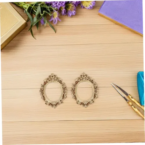 Vista 9 de 10pcs Mini Vintage Gold Picture Frames for Jewelry Display Crafts