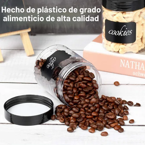 Vista 5 de Dabacc Tarros de plástico de 8 onzas con tapas, paquete de 24 recipientes de plástico transparente para almacenamiento de alimentos de cocina