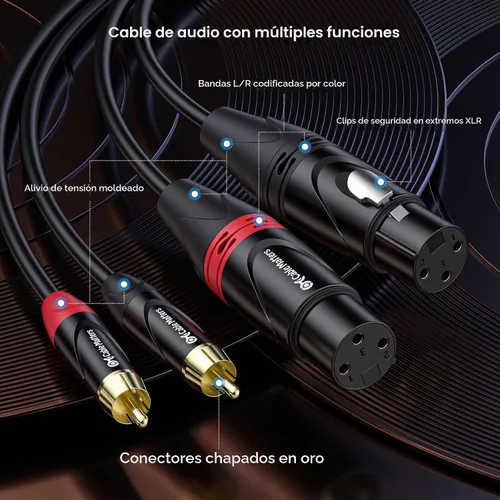 Vista 5 de Cable Matters Cable doble XLR a RCA, doble hembra XLR a RCA, 6 pies
