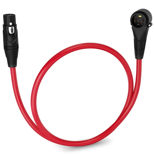 Vista 114 de LyxPro Cable de micrófono XLR hembra a macho de ángulo recto de 3 pines de 1.5 pies para altavoces amplificados, interfaz de audio, rendimiento