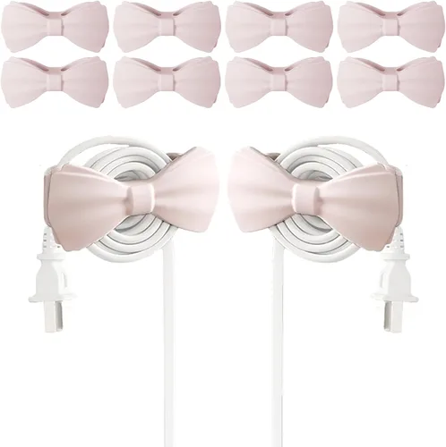 Vista 6 de Organizador de cables para electrodomésticos – Paquete de 4 soportes de cordón de lazo rosa, enrollador de cable adhesivo para mezclador de cocina