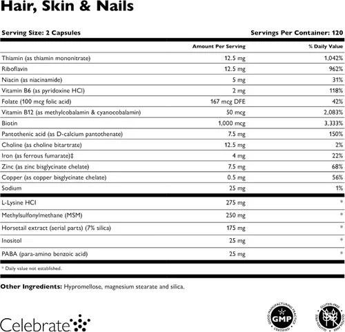 Vista 3 de Celebrate Vitaminas Cabello, Piel y Uñas - 120 Cápsulas