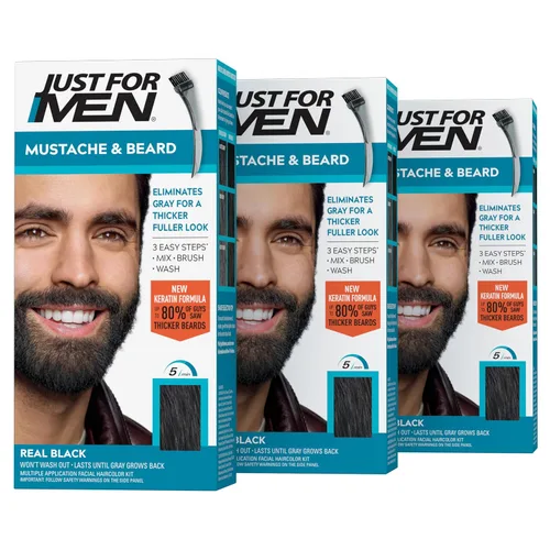 Vista 18 de Just For Men - Tinte para bigote y barba, tinte para barba para hombres con cepillo, incluye queratina, biotina, aloe vera y aceite de coco