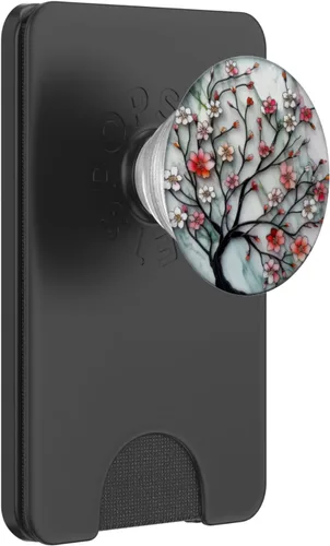 Vista 7 de vidrieras de color agua flores de cerezo PopSockets Standard PopGrip