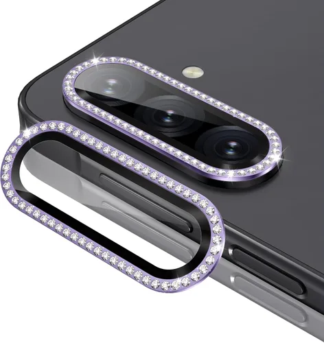 Vista 33 de Casetego Protector de lente de cámara para Galaxy Z Fold 8, [Diseño de purpurina mejorado], [Fuerte adherencia], lente de vidrio templado 9H negro