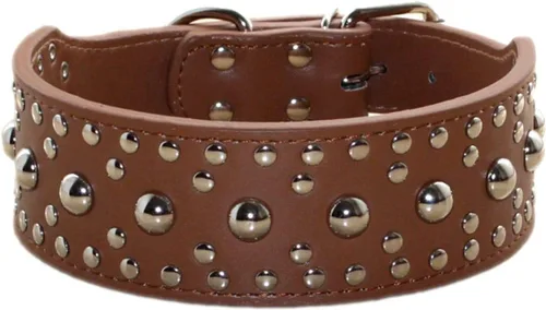 Vista 14 de Serijoars Collar de cuero de 2 pulgadas de ancho, collar resistente con tachuelas, ajustable para perros medianos y grandes (M, negro)