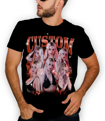 Vista 2 de Personaliza tu propia idea de Bootleg Aquí, camiseta personalizada personalizada con gráfico vintage de los años 90, camiseta con foto personalizada