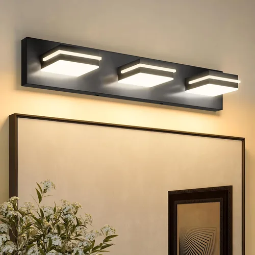 Vista 9 de VOLISUN 5CCT - Lámparas de baño regulables sobre el espejo, modernas lámparas de tocador de baño, cabezal giratorio de 360°, luces LED negras