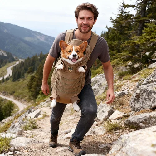 Vista 3 de FLAdorepet - Mochila táctica para perros, bolsa frontal y trasera para perros medianos, M