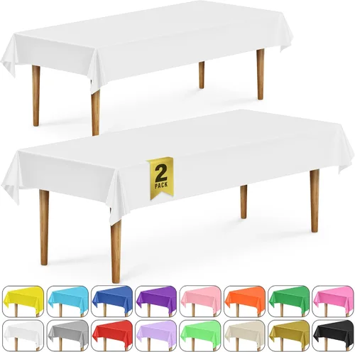 Vista 70 de DecorRack 2 Manteles rectangulares de plástico libres de BPA, 54 x 108 pulgadas, mantel de mesa para comedor, mantel rectangular para fiestas