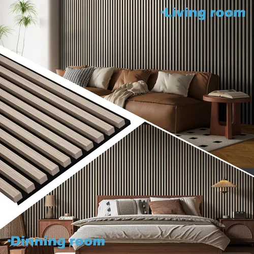 Vista 3 de Art3d Paquete de 2 paneles acústicos de madera de 48 x 24 pulgadas para pared, paneles de listones de madera insonorizados para pared y techo