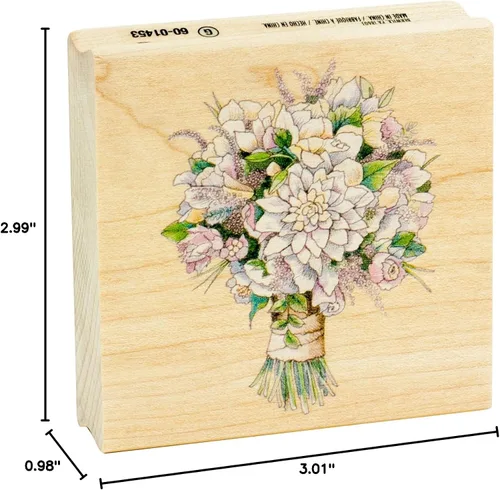 Vista 6 de Inkadinkado Sello de goma montado en ramo de novia para hacer tarjetas de boda y álbumes de recortes, 3 x 3 x 1 pulgadas
