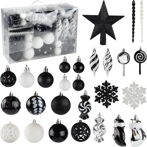 Vista 8 de 111 bolas de Navidad negras y transparentes, inastillables Negro