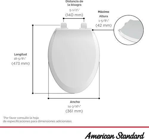 Vista 5 de American Standard Asiento de inodoro alargado de transición, cierre suave