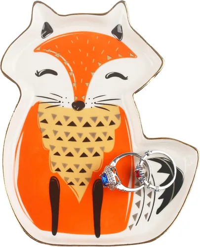 Vista 8 de Piudee Fox Jewelry - Soporte para platos para platos regalos de zorro para mujeres bandeja decorativa para joyas regalos divertidos para mujeres