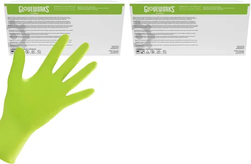 Vista 9 de GLOVEWORKS Green Nitrile Gloves 8 Mil Heavy Duty Texture Chemical Resistant