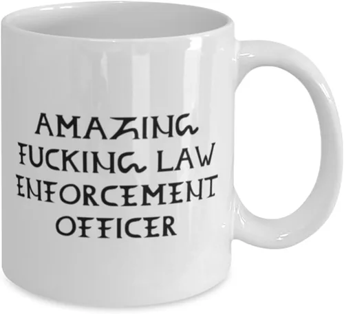Vista 2 de Funny Law enforcement officer Gifts, Amazing Fucking Law, Motivational Birthday 11oz 15oz Mug For Men Women From Friends, Gifts for police officers
