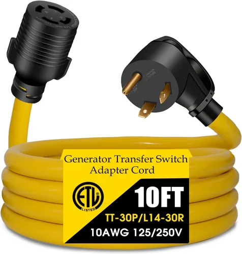 Vista 7 de Cable adaptador de interruptor de transferencia de generador de 30 amperios, resistente STW calibre 10, NEMA TT-30P macho a L14-30R hembra