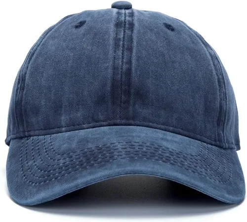 Vista 2 de Gorra de béisbol bordada personalizada Gorra de vaquero ajustable personalizada Agregue su texto, Retro azul marino.