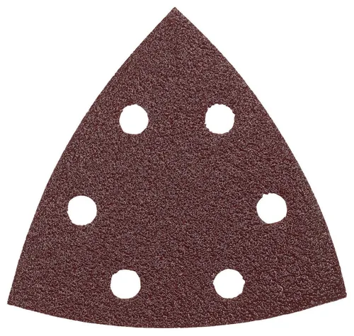 Vista 6 de BOSCH SDTR040 Triángulo de detalle, hoja de lijado de gancho y bucle, rojo, grano 40, paquete de 5
