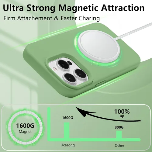 Vista 485 de Funda magnética de silicona para iPhone 13 Pro, color blanco antiguo [Compatible con Magsafe] [Forro de microfibra suave antiarañazos], funda