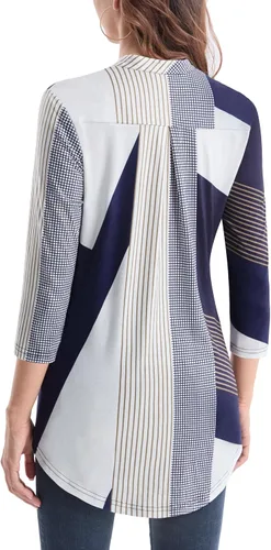 Vista 2 de Baishenggt - Blusa para mujer, con manga34, estampado floral, cuello en V con muesca, tipo túnica