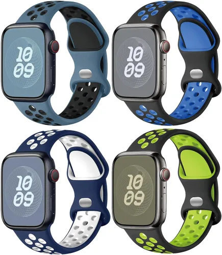 Vista 9 de Correas de silicona compatibles con Apple Watch Band de 1.496 in 1.575 in 1.614 in 1.654 in 1.732 in 1.772 in 1.811 in 1.929 in, correa deportiva