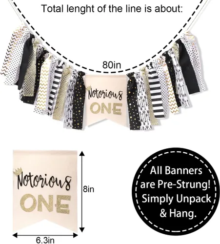 Vista 2 de Notorious ONE - Cartel para silla alta de primer cumpleaños – The Big One Smash Cake Garland
