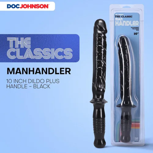 Vista 2 de Doc Johnson Classic - The Manhandler - Consolador con mango - 14.5 pulgadas - 9.5 pulgadas de longitud utilizable - solo para adultos, negro