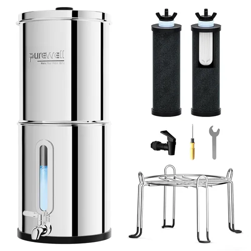 Vista 11 de Purewell Sistema de filtro de agua de gravedad portátil de 1.0 galones, sistema de encimera de ultrafiltración de 3 etapas de 0.01 μm con ventana